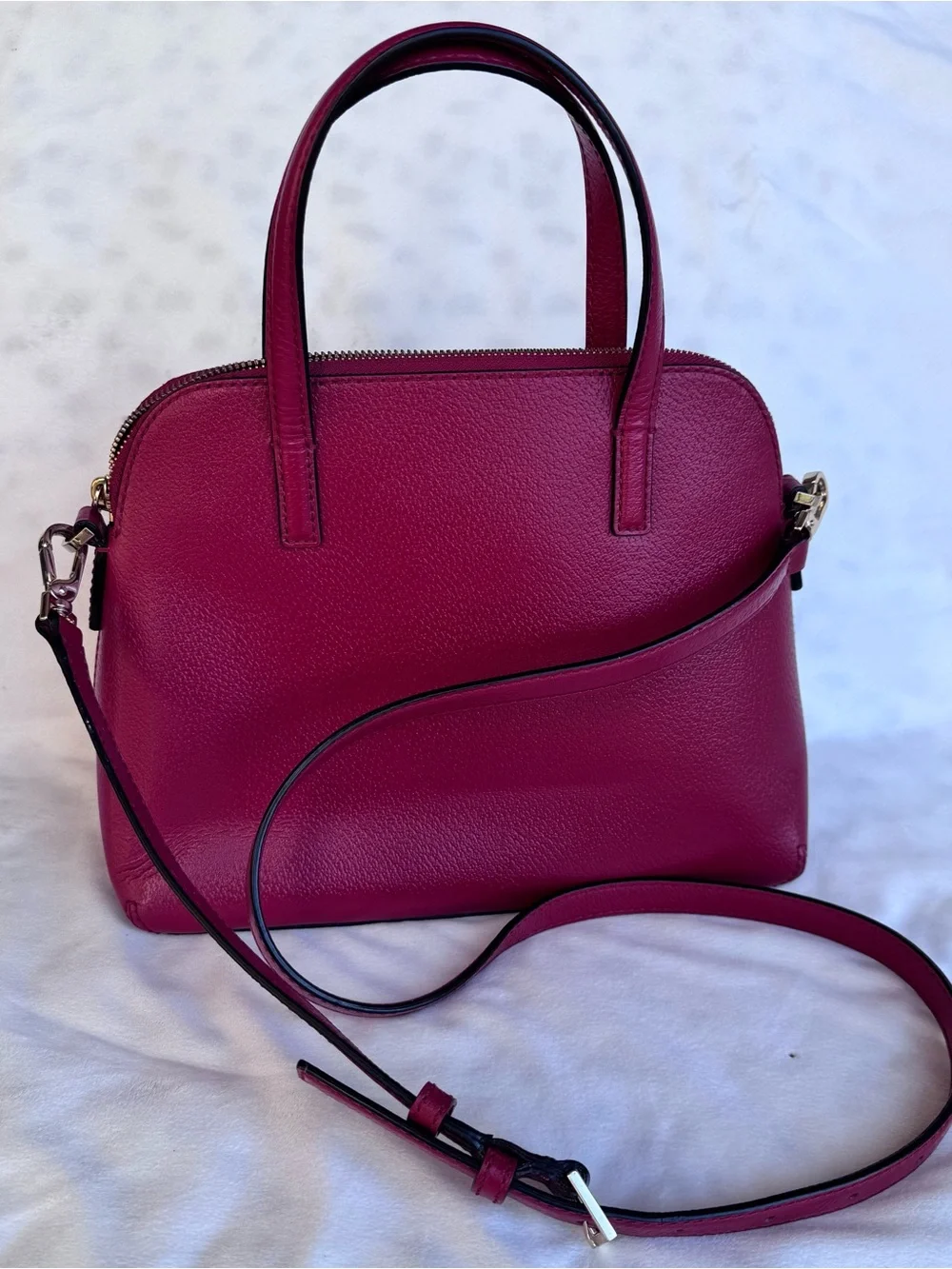Kate Spade red Maise pebble Leather with Bow dome purse handbag